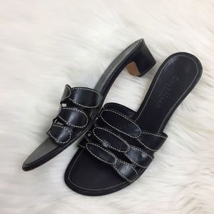 COLE HAAN Slip On Sandals Black Leather